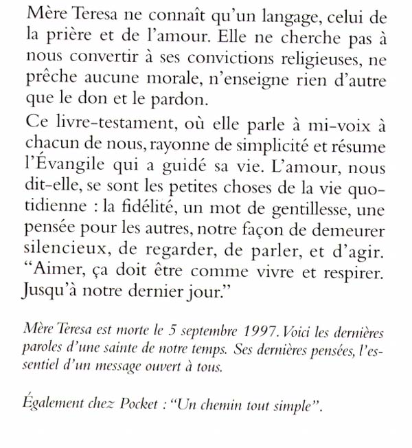 TERESA MERE Il n'y a pas de plus grand amour Spiritualité