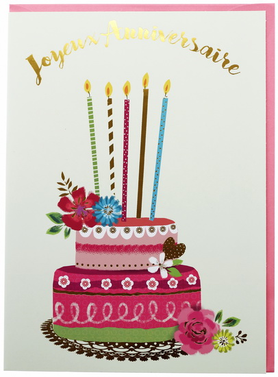 Carte tea bag carree Gateau d anniversaire Happy Birthday