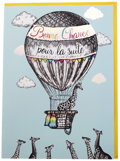 Carte Geante Bonne Chance Pour La Suite Mongolfiere Et Girafes Sacs Cadeaux Et Cartes De Souhaits Gifts Renaud Bray