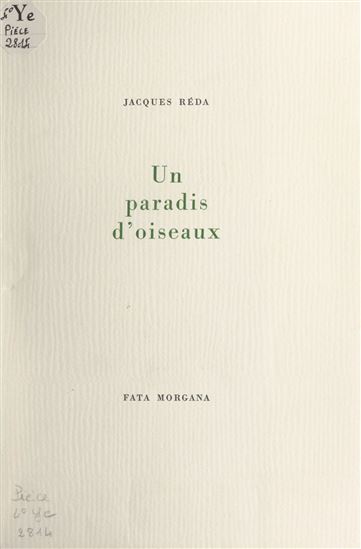 Un paradis d'oiseaux - JACQUES RÉDA