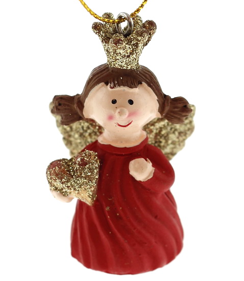 2 figurines résine anges pailletés rose poudrée - Figurines