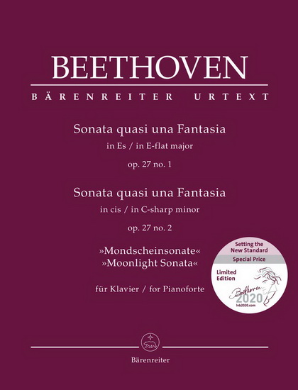 Sonata Quasi Una Fantasia For Pianoforte In Eb Major, Op. 27 No. 1 & In C# Minor, Op. 27 No. 2 &#39;Moonlight Sonata&#39; - LUDWIG VAN BEETHOVEN