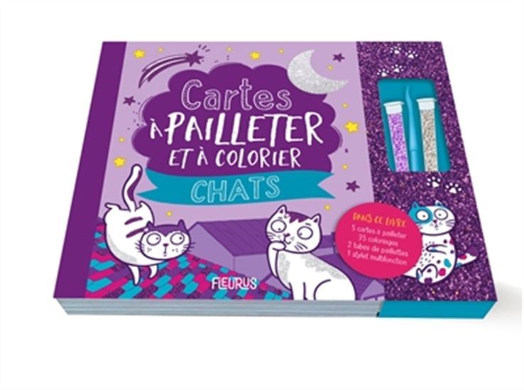 Cartes à pailleter et à colorier : chats Cof. - COLLECTIF