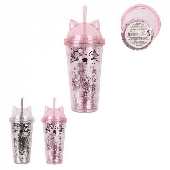 Verre de transport Chat paillettes 2AS