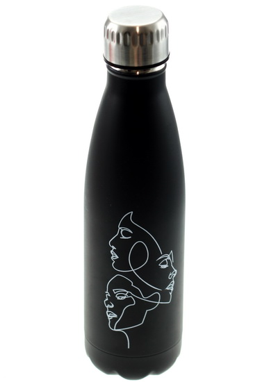 Bouteille réutilisable noire Visages