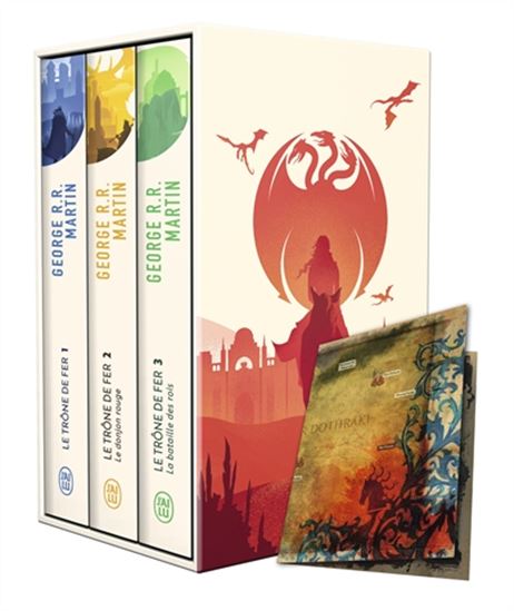 Coffret trône de fer T.01, 02, 03 + cartes originales - GEORGE R R MARTIN