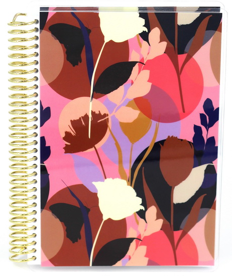 Cahier spirale couverture plastifiée Fleurs 14.5x20cm 160p 2AS