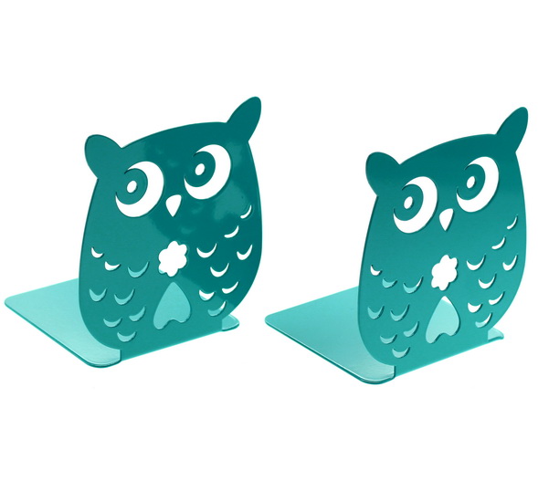 Ens. 2 appui-livres chouettes turquoises