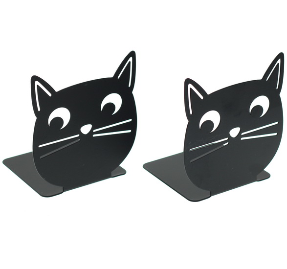 Ens. 2 appui-livres visages chats