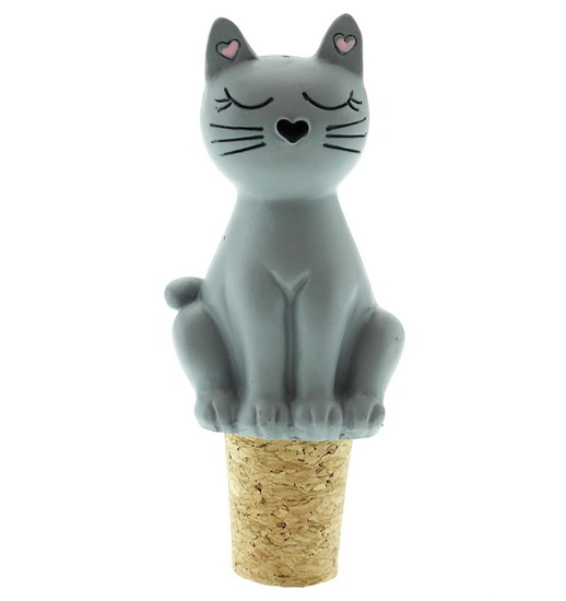 Bouchon à vin chat gris
