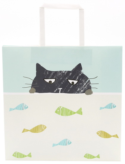 Sac moyen kraft Chat et poissons