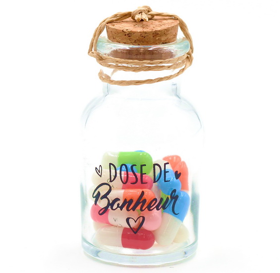 Bouteille avec capsules - Dose de bonheur