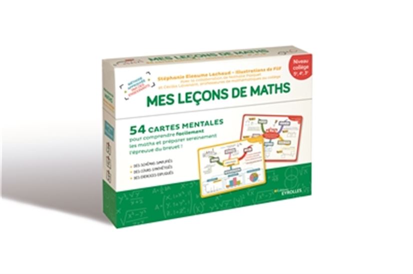 Mes leçons de maths niveau collège, 5e, 4e, 3e : 54 cartes mentales pour comprendre facilement les maths et préparer sereinement l'épreuve du brevet ! Cof. - COLLECTIF