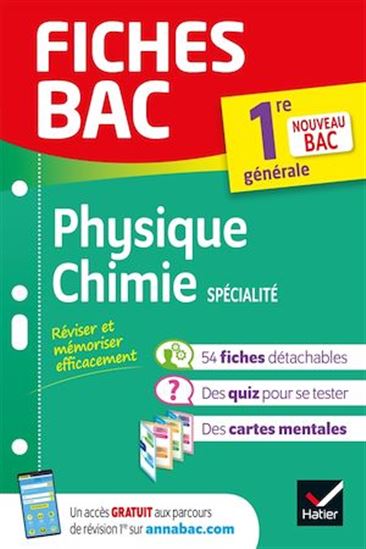 Fiches bac Physique-Chimie 1re (spécialité) - JOËL CARRASCO - ALEXANDRA CHAUVIN - CORM