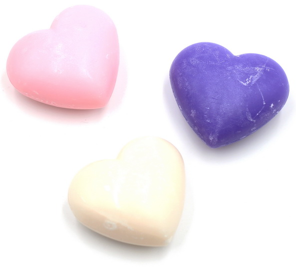 Ens. 3 Savons coeurs en sachet Organza