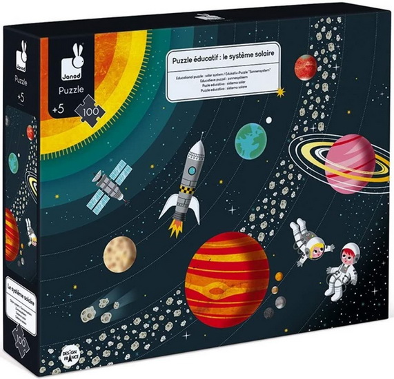 DIGOBAY Casse-tête du système solaire pour enfants de 3 à 8 ans, 70 pièces  – Grand puzzle rond – Planètes spatiales – Astronaute – Jouets cadeaux