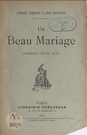 Un beau mariage - JEAN MANOUSSI - GABRIEL TIMMORY