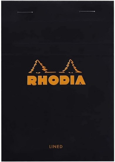 Bloc agrafé Rhodia #13 ligné 10,5x14,8cm 80 feuilles Noir