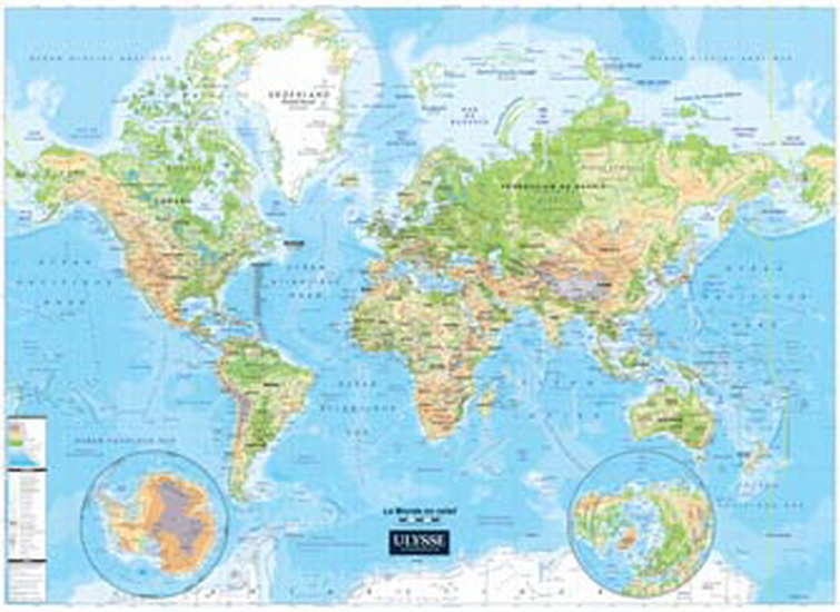Carte Monde en relief/Physical world map - Atlas - LIVRES - Renaud