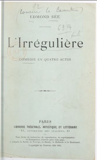 L&#39;irrégulière - EDMOND SÉE