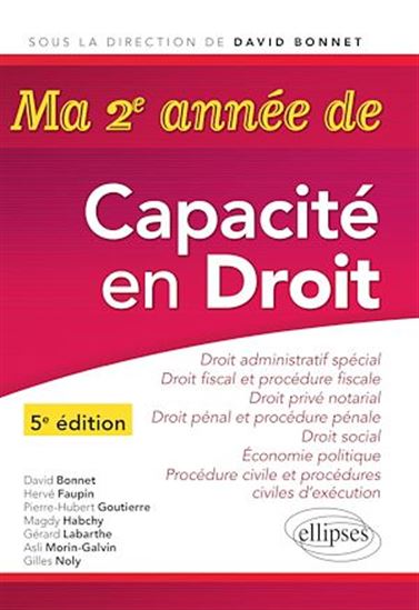 Ma deuxième année de Capacité en Droit- 5e édition - DAVID BONNET - HERVÉ FAUPIN - GOUTIERRE