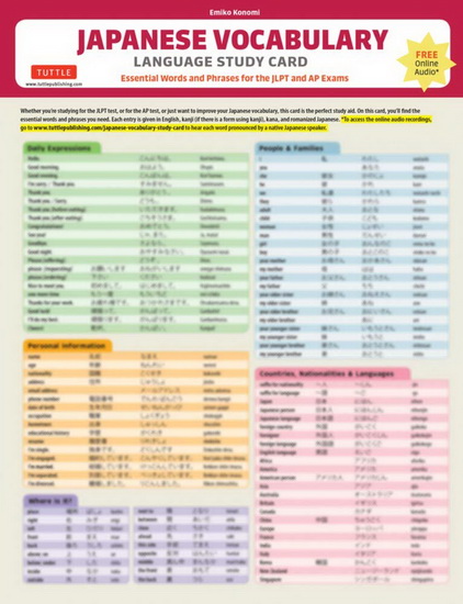 Japanese Vocabulary Language Study Card - EMIKO KONOMI