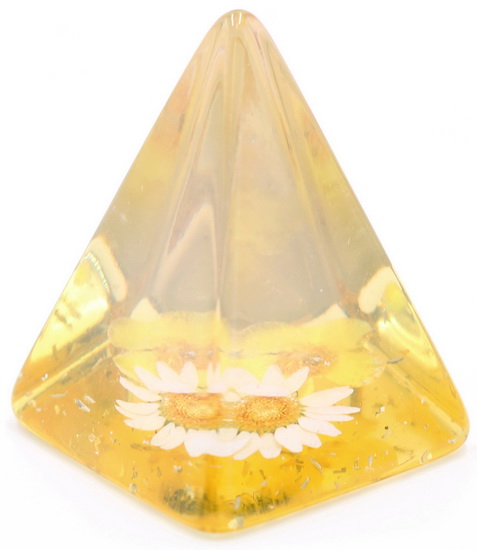 Presse papier Pyramide Fleurs jaunes