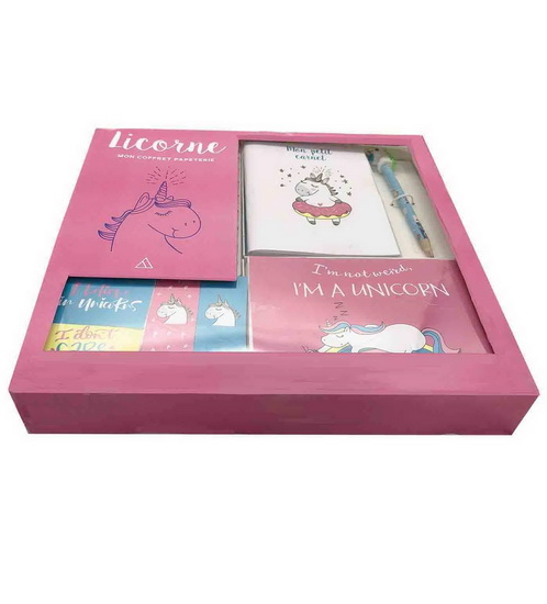 Mon coffret papeterie licorne