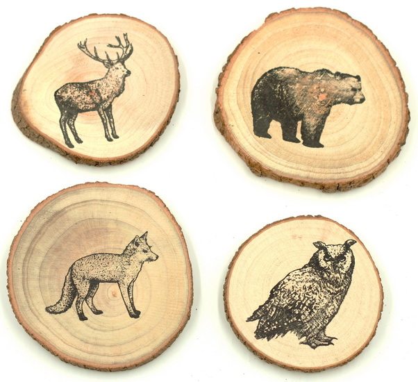 Ens. de 4 sous-verres rondins imprimés