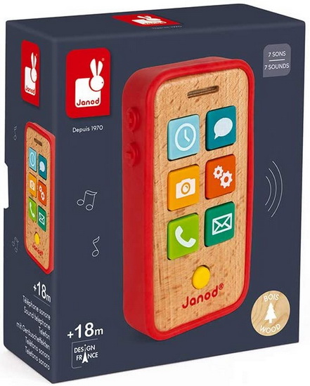 Téléphone pour enfant en bois avec sons Janod - 13,40€