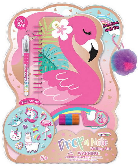 Ens. Journal, stylo, autocollants et rubans adhésifs Flamant rose