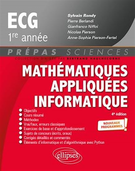 Mathématiques appliquées - Informatique - prépas ECG 1re année - Nouveaux programmes - 4e édition - PIERRE BERLANDI - GIANFRANCO NIFFOI - PI