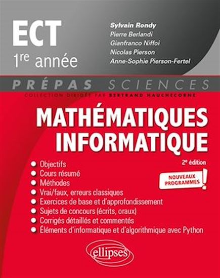 Mathématiques - Informatique - ECT 1re année - Nouveaux programmes - 2e édition - PIERRE BERLANDI - GIANFRANCO NIFFOI - PI