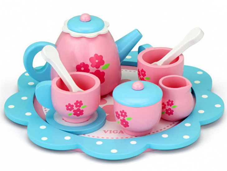 service à thé en bois jouet