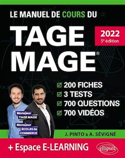 Le Manuel de Cours du TAGE MAGE – 3 tests blancs + 200 fiches de cours + 700 questions + 700 vidéos - JOACHIM PINTO - ARNAUD SÉVIGNÉ