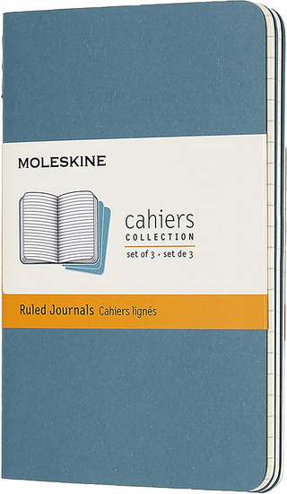 Ens. 3 Cahiers carton pages lignées Poche Bleu ardant 64p
