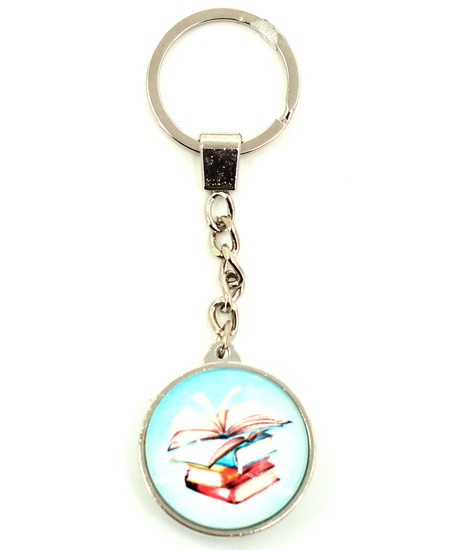 Porte-clés rond pile de livres