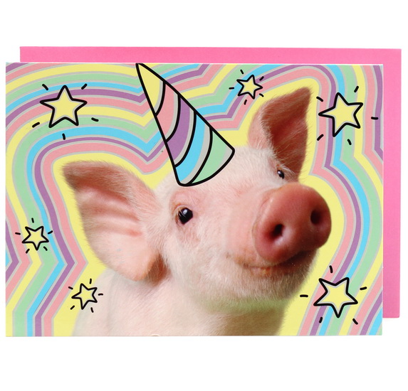 Cochon licorne «Je te souhaite un anniversaire magique, scintillant et merveilleux! Bonne fête!»