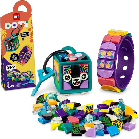 Bracelet Tigre fluo et étiquette de sac
