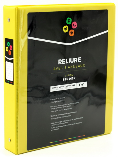 Reliure 1&#39;&#39;1/2 Jaune