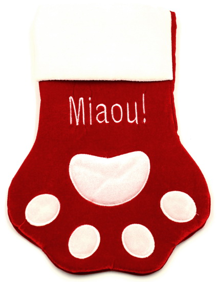 Bas de Noël Patte de chat Miaou