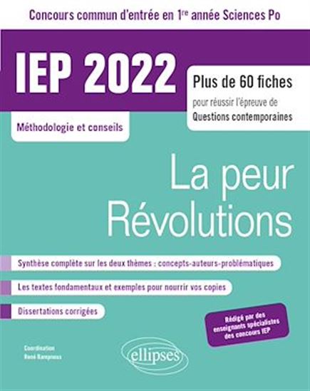 Concours commun IEP 2022. 1re année.  La peur / Révolutions - RENÉ RAMPNOUX (COORD.)