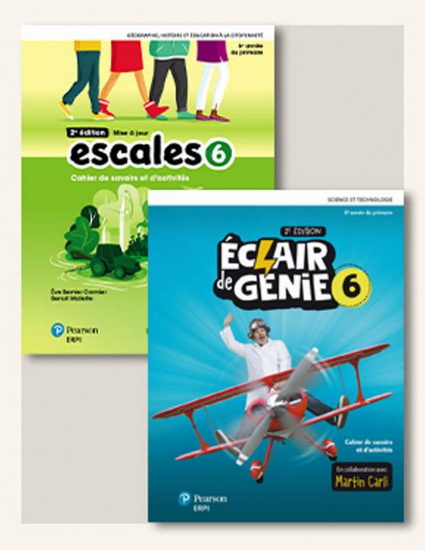 Combo des cahiers de savoirs et d&#39;activités Éclair de génie et Escales avec carte plastifiée : 6e année du primaire + ensembles numériques - Élève (12 mois) (étiquettes) 2e éd. - COLLECTIF