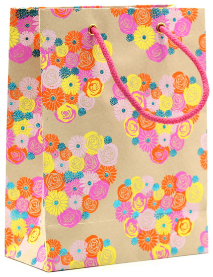 Sac moyen Cœurs en fleurs roses