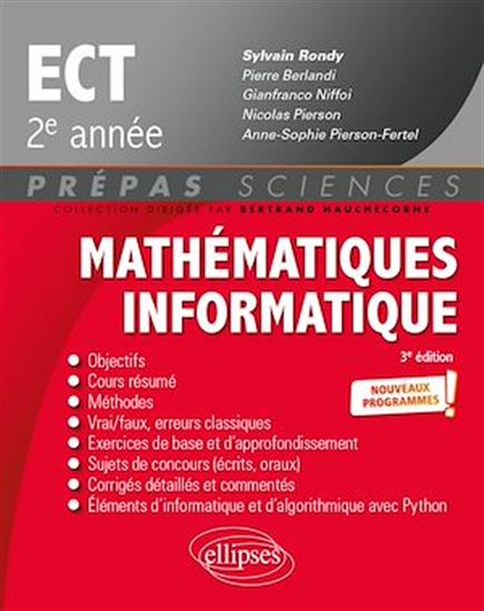 Mathématiques - Informatique - prépas ECT 2e année - Programme 2022 - PIERRE BERLANDI - GIANFRANCO NIFFOI - PI