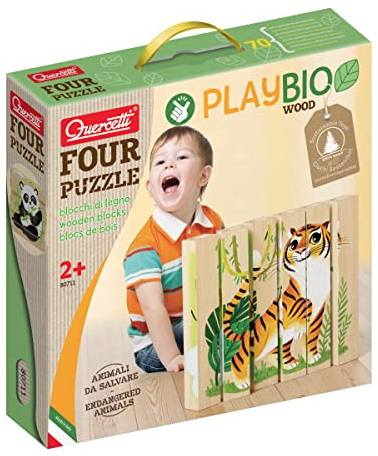 4 casse-tête en bois animaux en voie de disparition