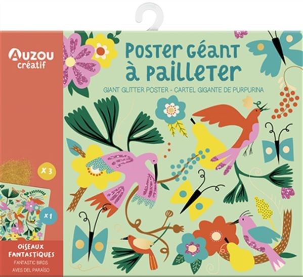 Oiseaux fantastiques : poster géant à pailleter - SARAH ANDREACCHIO