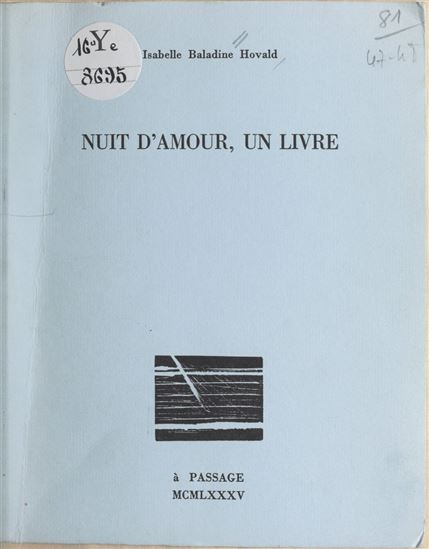 Nuit d'amour, un livre - ISABELLE BALADINE HOVALD