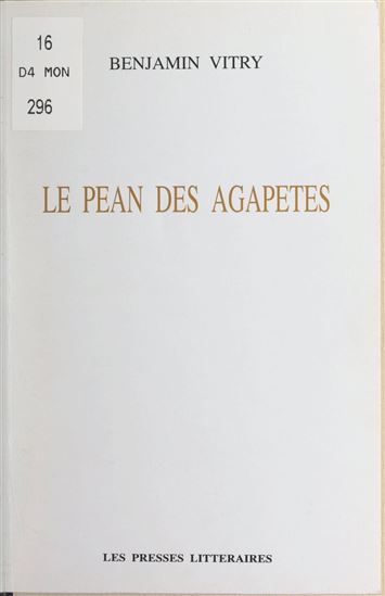 Le pean des agapetes - BENJAMIN VITRY