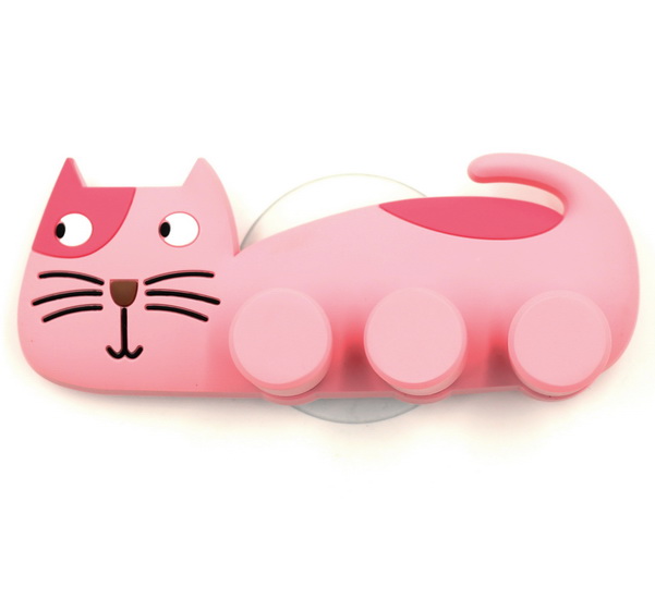 Support brosse à dents double Chat rose